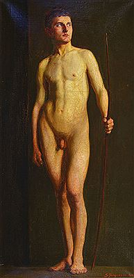 Standing Male Nude with Bow