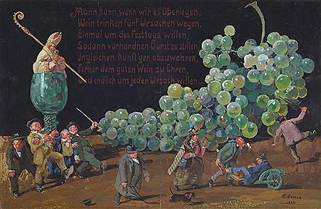 Wine drinker and bishop with toast by Gustav Ernst - Auction record, sale price, and art valuation. Compare with similar artists and explore comparable artworks.