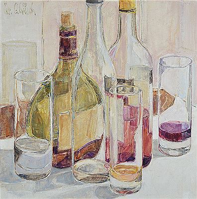 Still life with Bottles and glasses