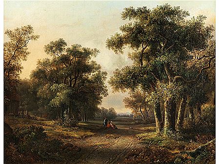 WALDLANDSCHAFT MIT FIGURENGRUPPE