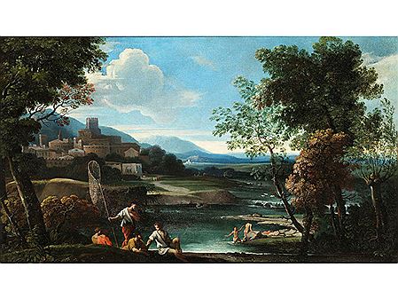 IDYLLIC LANDSCAPE WITH ANGLERS