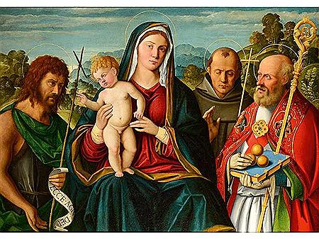 THE MADONNA WITH THE CHILD AND THE THREE SAINTS by Girolamo Santacroce I - Auction record, sale price, and art valuation. Compare with similar artists and explore comparable artworks.