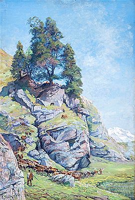 La montée du troupeau à l'Alpage, Val de Clerzon, Valais by Edouard Jeanmaire - Auction record, sale price, and art valuation. Compare with similar artists and explore comparable artworks.