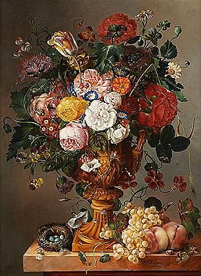 Sample artwork by François Joseph Huygens (1820 - 1908), known for floral and hanging game still life and landscape painting - View similar artists and auction records