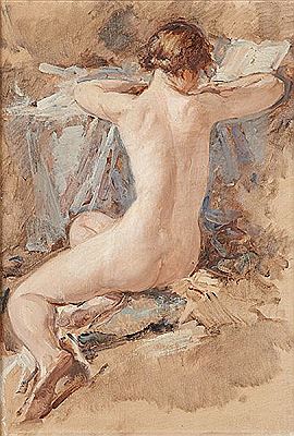 Jeune femme nue de dos à la lecture.