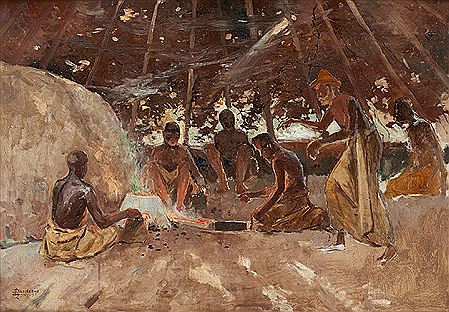 Scène rituelle en Afrique.