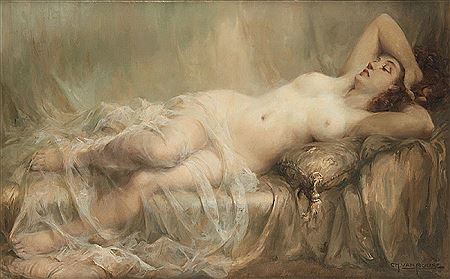 Jeune femme nue alanguie.