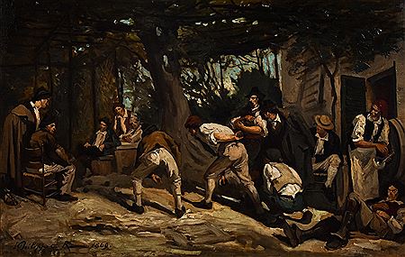 Joueurs de pétanque by Léon Philippet - Auction record, sale price, and art valuation. Compare with similar artists and explore comparable artworks.