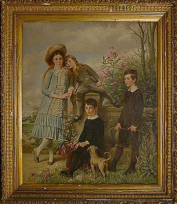 Portraits en pied de Othon, Stanislas, Léonie et Michel Gheeraerdts