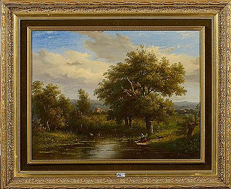 "La lavandière en bord de rivière".