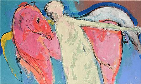Nude with pink horse