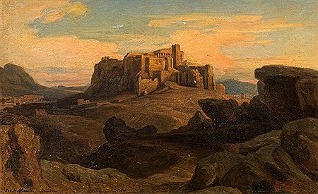 Blick auf die Akropolis in Athen, um 1857 by Josef Hoffmann - Auction record, sale price, and art valuation. Compare with similar artists and explore comparable artworks.