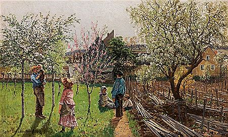 Springtime in the garden, near Vienna, c. 1886