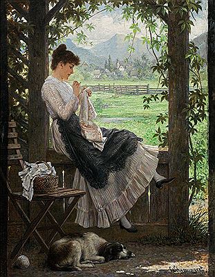 Young woman sewing
