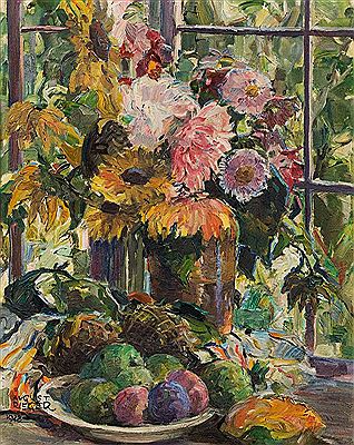 Still life with Dahlias and fruit, 1928