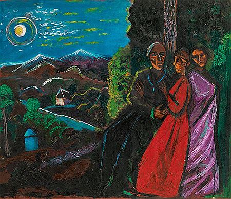Three figures in nightly landscape, 1955/60 by Leopold Birstinger - Auction record, sale price, and art valuation. Compare with similar artists and explore comparable artworks.