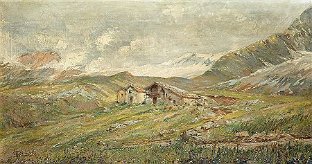 "Paesaggio di montagna con case"
