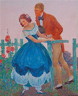 A Garden Courting Scene -Apparently an illustration
