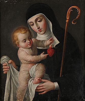 Saint Gertrude with the Infant Christ by Jose Maria Vazquez - Auction record, sale price, and art valuation. Compare with similar artists and explore comparable artworks.