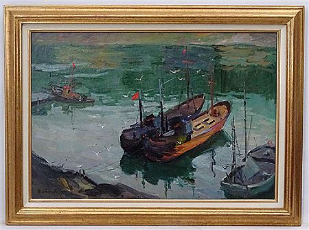 "In the Wharf, Kamtchatka" by Vitali Davidov - Auction record, sale price, and art valuation. Compare with similar artists and explore comparable artworks.