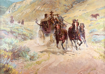 Sample artwork by Robert Meyers (1919 - 1970), known for cowboy genre painting, illustration - View similar artists and auction records
