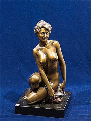 Kneeling Nude on Cushions