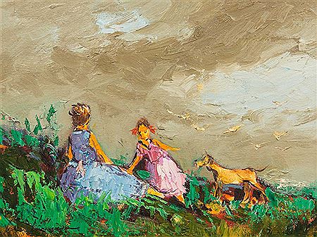 Two Girls Playing with a Dog by Corne Weidemann - Auction record, sale price, and art valuation. Compare with similar artists and explore comparable artworks.