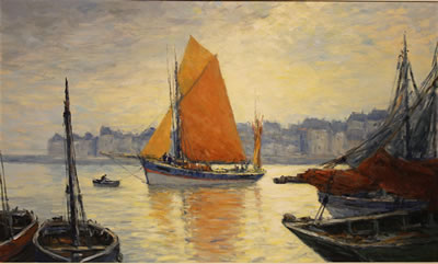 Tonniers sous voiles dans le port de Concarneau" by Alexandre Gaillard-Deschamps - Auction record, sale price, and art valuation. Compare with similar artists and explore comparable artworks.
