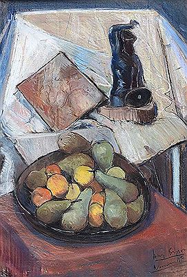 STILL LIFE, BOWL OF FRUIT & A WARRIOR WITH SHIELD