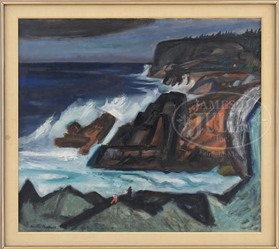 WAVES AT SQUEEKER COVE, MONHEGAN by Maurice Freedman - Auction record, sale price, and art valuation. Compare with similar artists and explore comparable artworks.
