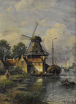 Shore Landscape with Windmill