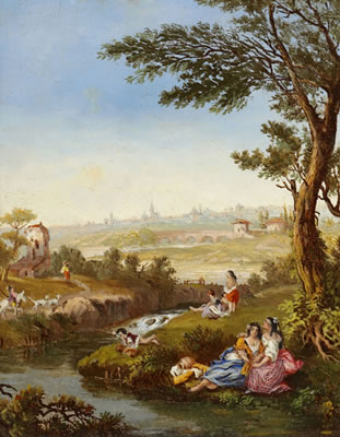 Italienische Landschaft am Fluss