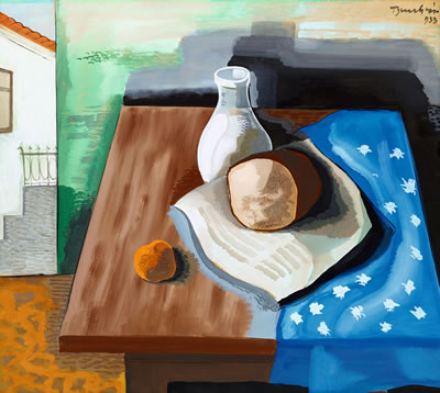Art Deco Still-Life with Blue Drapery, 1933