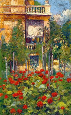 Flower Garden with a Woman in the Window by Karoly Kotasz - Auction record, sale price, and art valuation. Compare with similar artists and explore comparable artworks.