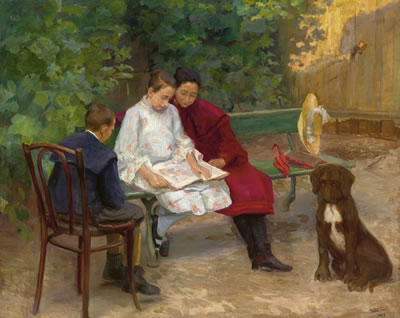 Girls Reading a Newspaper, 1905
