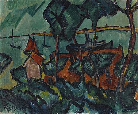 Boote und Dampfer im Kurischen Haff (Nidden). 1919