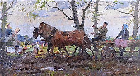 Bei der Feldarbeit" by Vasily Nechitailov - Auction record, sale price, and art valuation. Compare with similar artists and explore comparable artworks.
