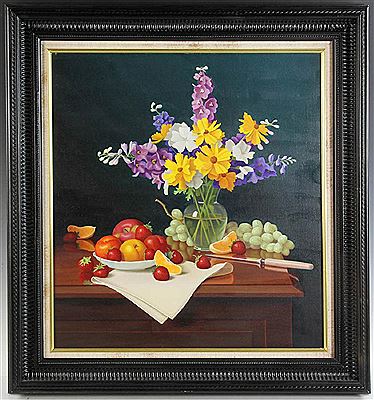 Still Life Floral with Fruit