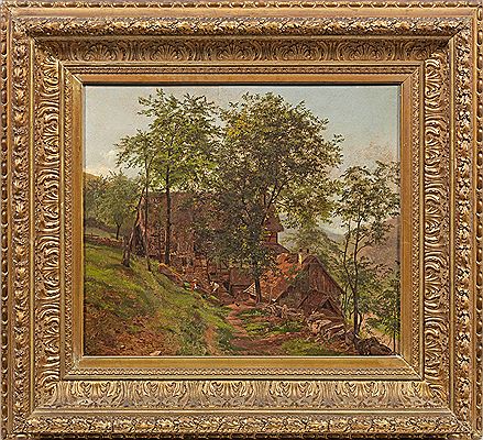 Thüringer Sommerlandschaft mit alten Gehöft am Hang