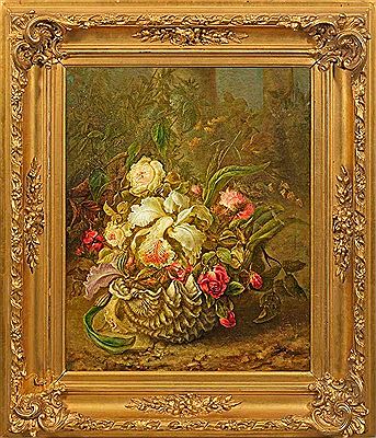 Sample artwork by Henriette Wiedebusch (1835 - 1923), known for lush realist style floral still life and mountain painting - View similar artists and auction records