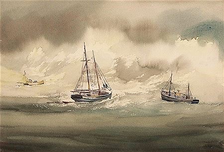 A Blustery Day off Plymouth by Sybil Mullen Glover - Auction record, sale price, and art valuation. Compare with similar artists and explore comparable artworks.