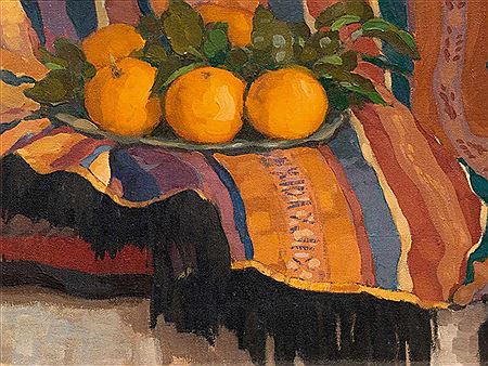 Still-life with bowl of oranges. 1909. by Louis Moilliet - Auction record, sale price, and art valuation. Compare with similar artists and explore comparable artworks.