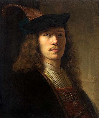 Portrait of a young man with feathered beret.