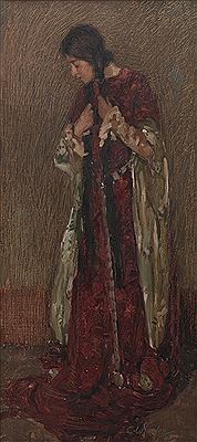 Woman in Red Gown 1908