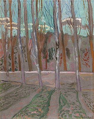 Paysage aux peupliers