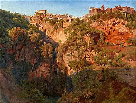 Die Wasserfälle von Tivoli mit dem Ponte Lupo sowie dem Vesta- und Sibyllentempel