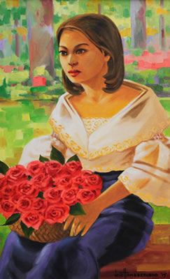 Woman with Roses by Jose Hombrebueno - Auction record, sale price, and art valuation. Compare with similar artists and explore comparable artworks.