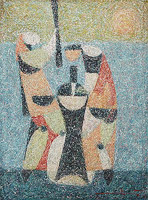 Sample artwork by Manuel Rodriguez Sr (1912 - 2017), known for painting - View similar artists and auction records