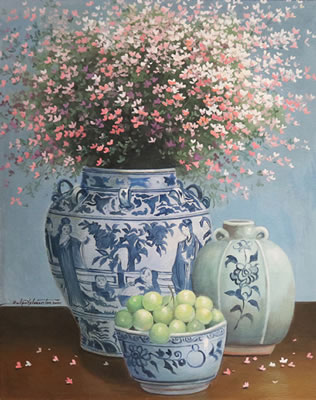 "Flower, Vase, Jars and Fruits" by Roland Delos Santos - Auction record, sale price, and art valuation. Compare with similar artists and explore comparable artworks.