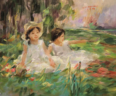 Two Girls by Jun A Martinez - Auction record, sale price, and art valuation. Compare with similar artists and explore comparable artworks.
